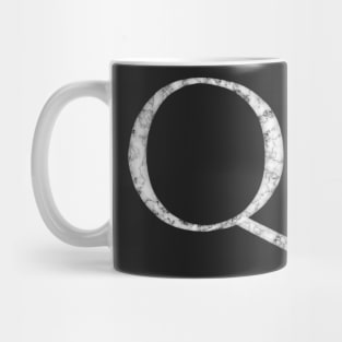 Q in Roman White Marble Latin Alphabet Letter Sticker Mug